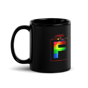 'Rated F (PRIDE)' Black Glossy Mug